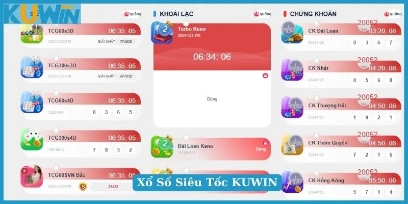 Xổ Số KUWIN siêu tốc trả thưởng siêu nhanh